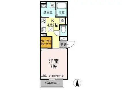 パーチェ(1K/1階)の間取り写真
