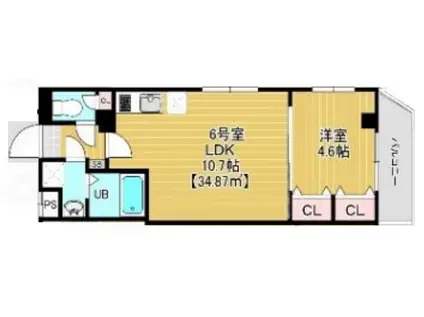 コンフォルテ本千葉(1LDK/4階)の間取り写真