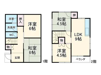 東海道本線 平塚駅 バス乗車時間:17分 片岡バス停で下車 徒歩9分 2階建 築46年(4DK)の間取り写真