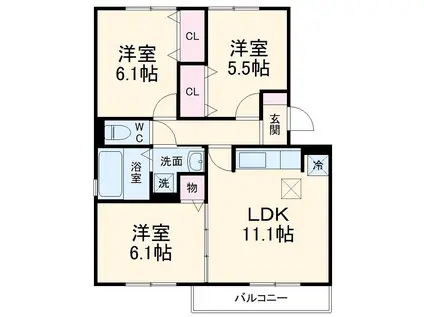 ウエストルール(3LDK/2階)の間取り写真