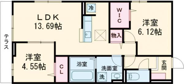 MIWASTAGE3(2LDK/1階)の間取り写真