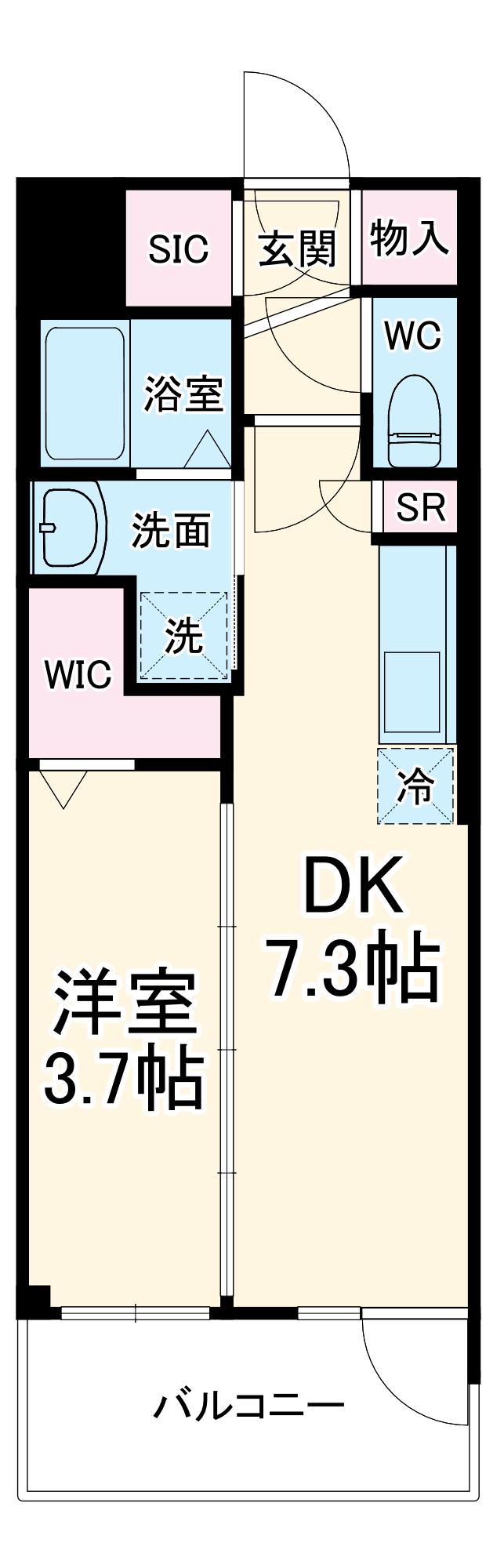 エステムコート名古屋TWIN イースト(1DK/8階)の間取り写真