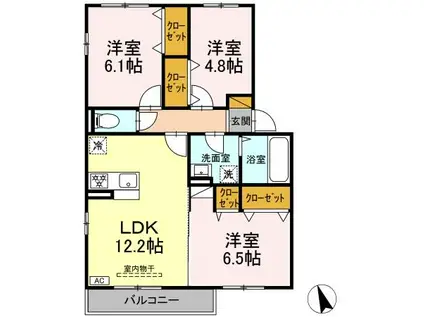 クレストⅡ(3LDK/2階)の間取り写真