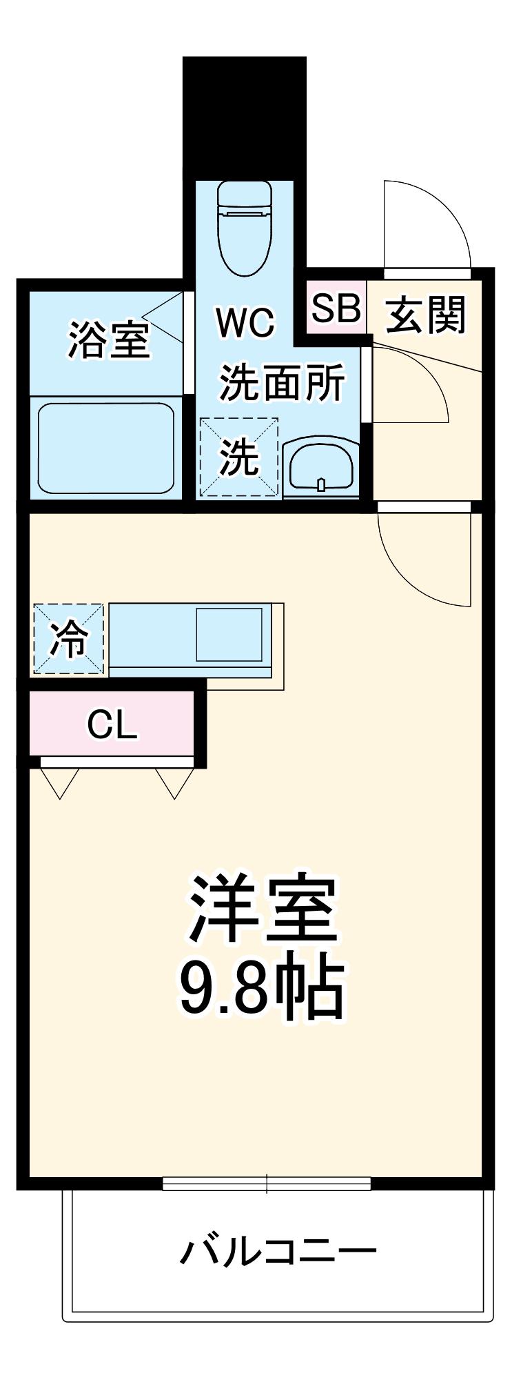 ミリアビタ薬園台Ⅱ(ワンルーム/2階)の間取り写真