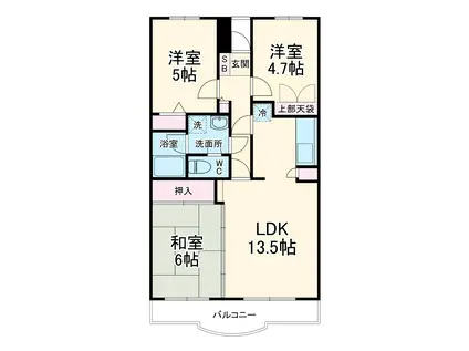田沼レジデンス6(3LDK/5階)の間取り写真