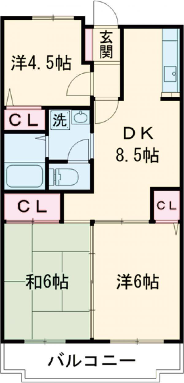 サニーコート上野毛(3DK/3階)の間取り写真