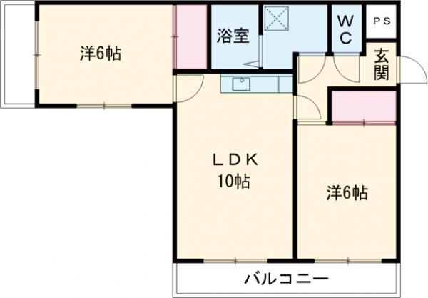 ルミナスゆり(2LDK/2階)の間取り写真