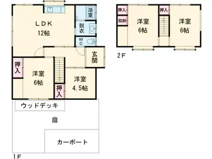 中央本線 西八王子駅 徒歩15分 2階建 築54年(4LDK)の間取り写真
