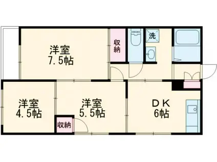 エーデルハイムA棟(3DK/1階)の間取り写真