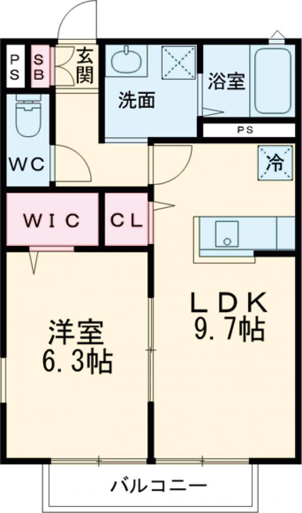 サンガーデン宮本G棟(1LDK/2階)の間取り写真