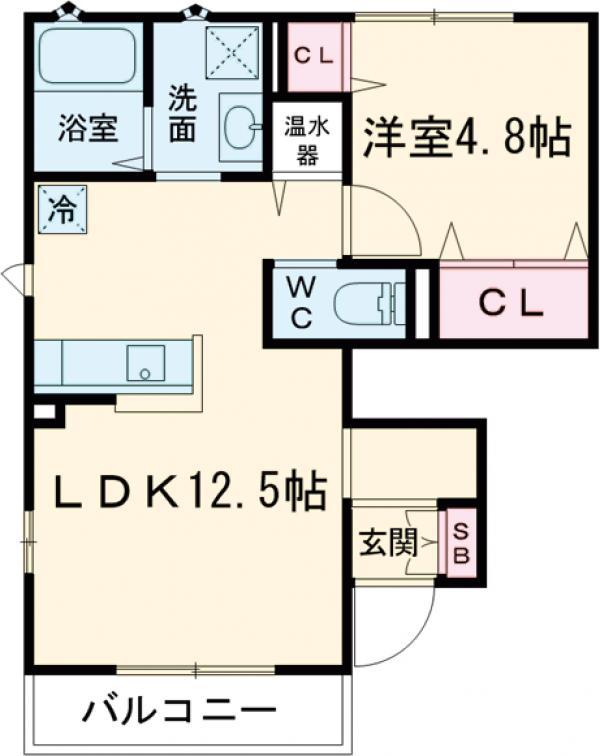 シャンス・メゾンⅡB棟(1LDK/1階)の間取り写真