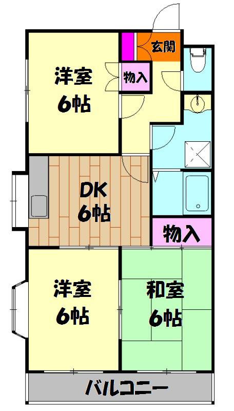 原第7マンション(3DK/1階)の間取り写真