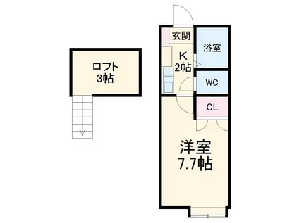 シェリールミニC棟(1K/2階)の間取り写真