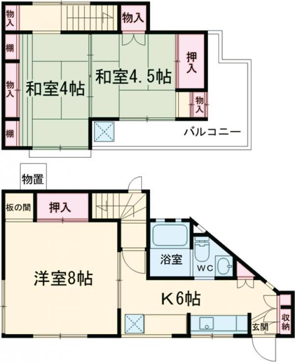 京成電鉄本線 京成小岩駅 徒歩11分 2階建 築39年(2LDK)の間取り写真