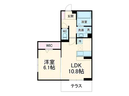 D-ROOM 若松町(1LDK/1階)の間取り写真