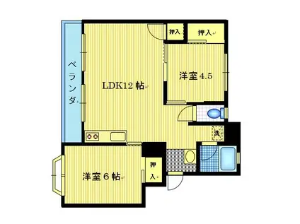 笠原コーポ(2LDK/4階)の間取り写真
