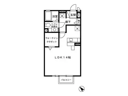 リビングタウン西寺方町(ワンルーム/1階)の間取り写真
