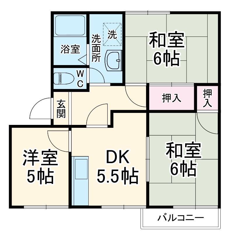 市ヶ尾サンハイツ(3DK/2階)の間取り写真