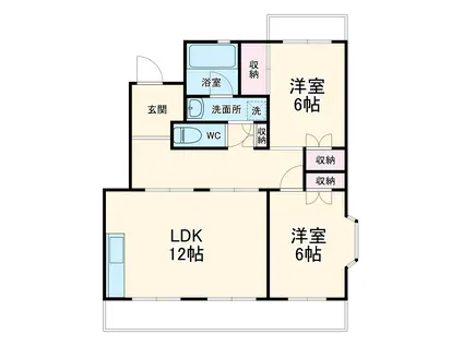 コートビレッジ山手 A(2LDK/2階)の間取り写真