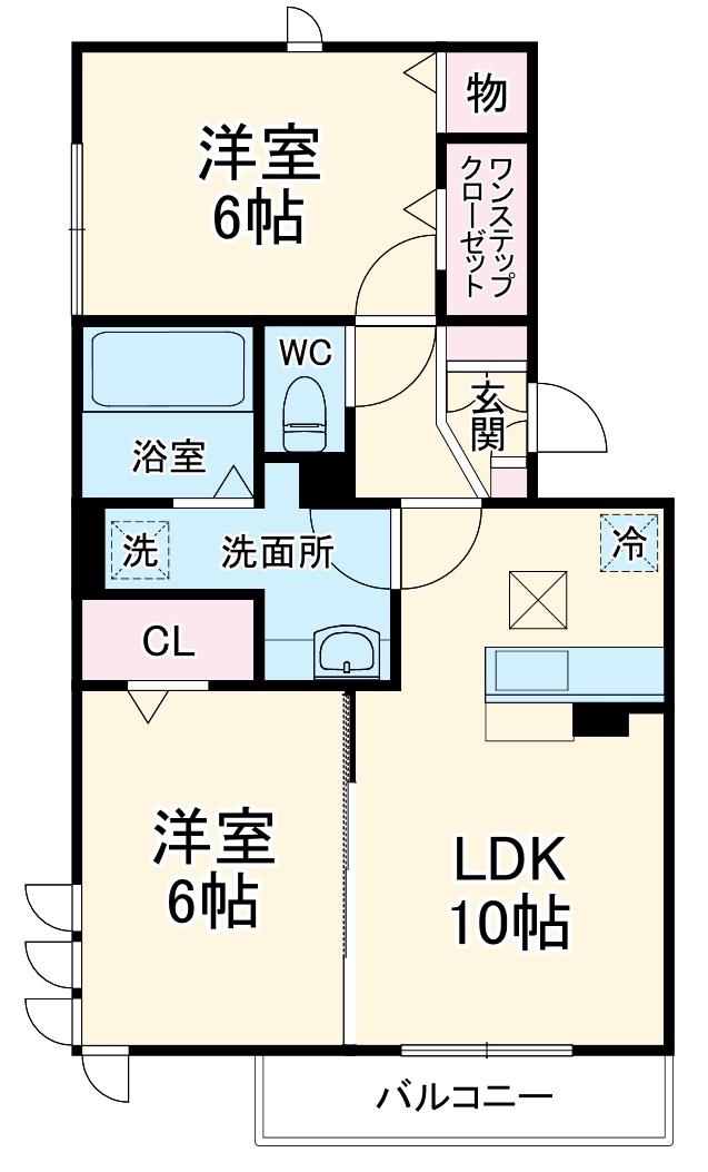 ロイジェントパークスレイクタウンⅢJ(2LDK/1階)の間取り写真