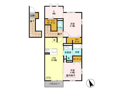 ブリアール Ⅰ(2LDK/2階)の間取り写真