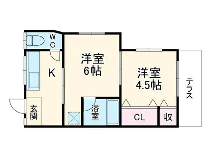 よろこび荘(2K/1階)の間取り写真