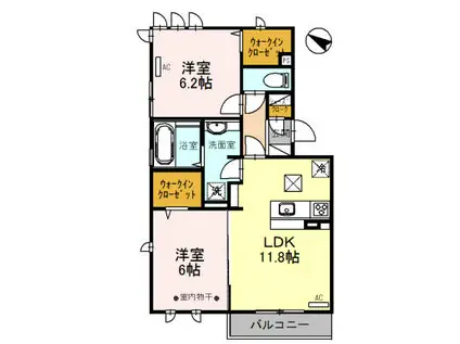 ロイジェントパークスレイクタウンⅡD(2LDK/1階)の間取り写真