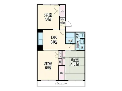 プレジデント深田Ⅰ(3DK/3階)の間取り写真