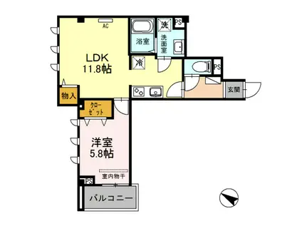 BELL WOOD(1LDK/2階)の間取り写真