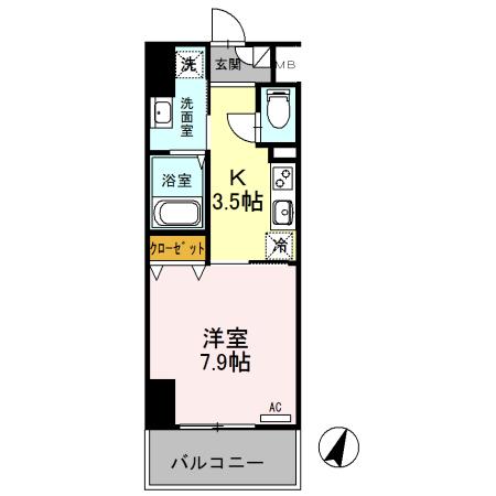 SOPHIA HILLS(1K/8階)の間取り写真