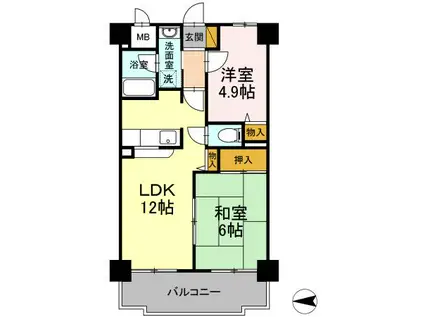 フジヴェール法蓮寺山(2LDK/2階)の間取り写真