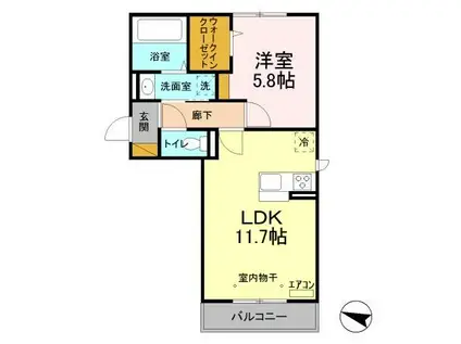 ヴェルデ大島田(1LDK/2階)の間取り写真