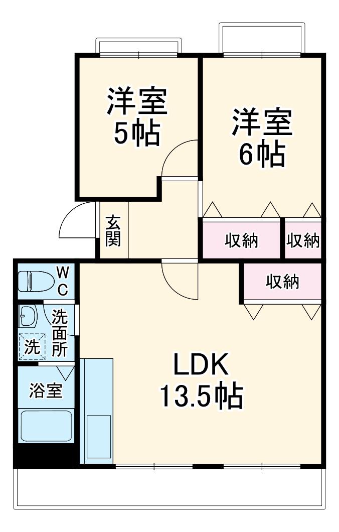 ドゥ・シャトー・ブラン3番館(2LDK/2階)の間取り写真