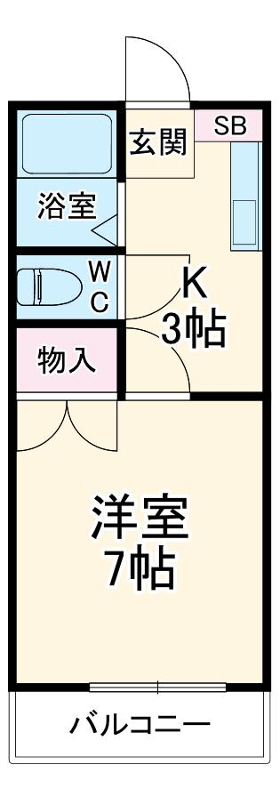 セントラルハイムC(1K/4階)の間取り写真