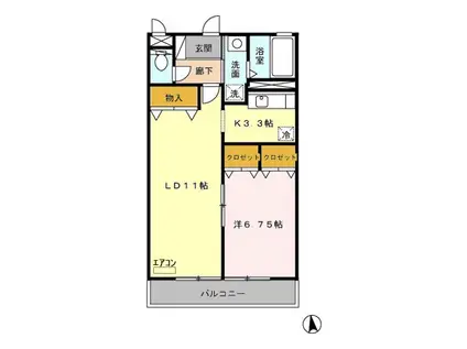 ロイヤルガーデンⅠ(1LDK/3階)の間取り写真