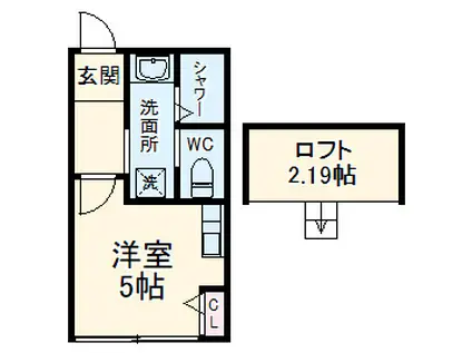 ROSSO高柳(ワンルーム/2階)の間取り写真