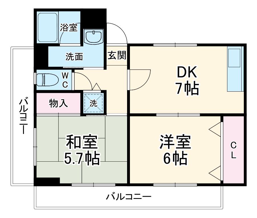 エトワール ST(2DK/2階)の間取り写真