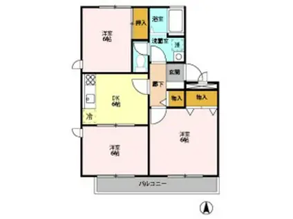 シンヤハンズ1(3DK/1階)の間取り写真