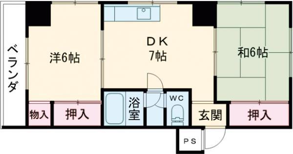 康伸ビル(2DK/7階)の間取り写真