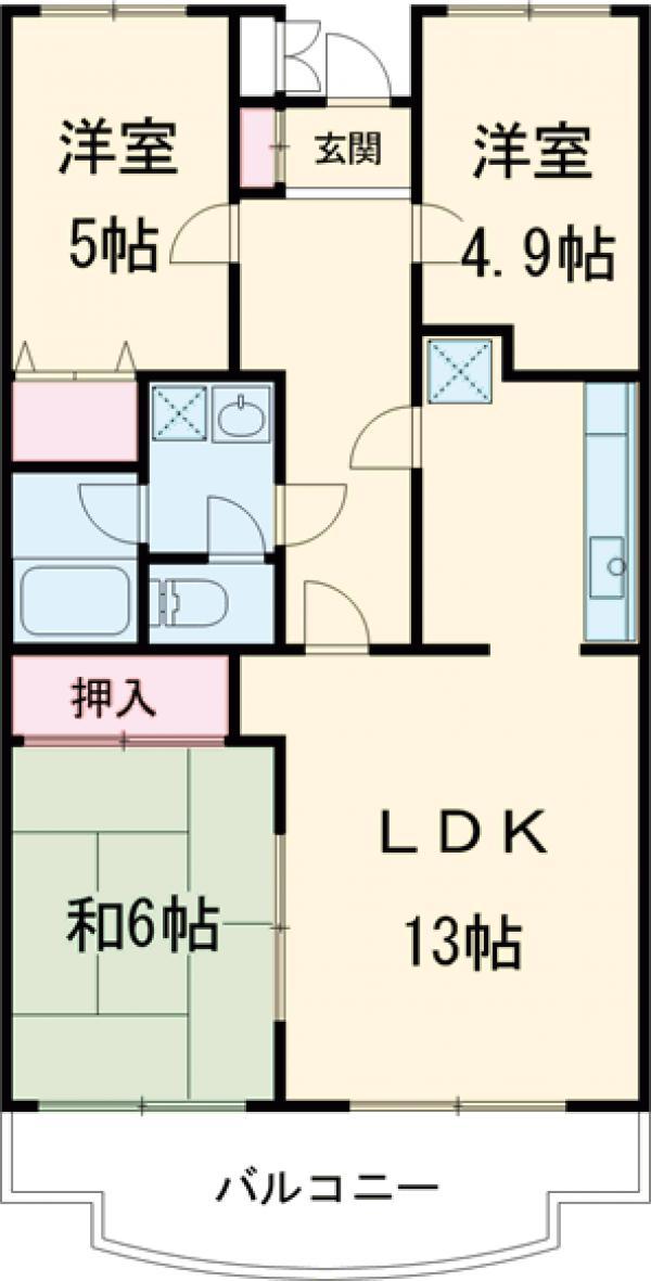 シャルム春日部(3LDK/1階)の間取り写真