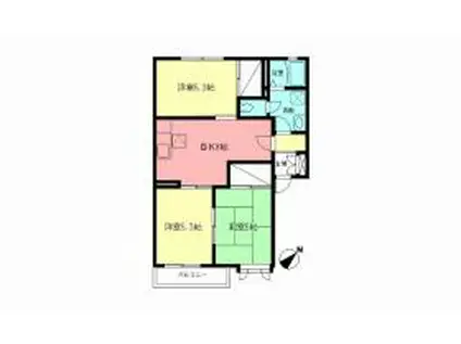 ドルフ城所Ⅰ(3DK/1階)の間取り写真