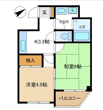 コスモタウン千代田(2K/5階)の間取り写真