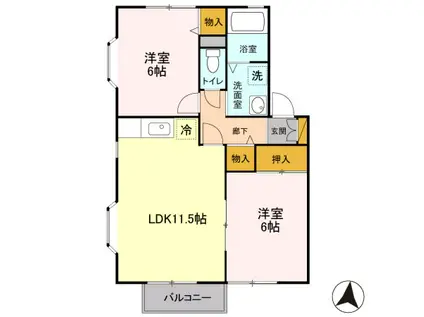 アピエ弐番館(2LDK/2階)の間取り写真