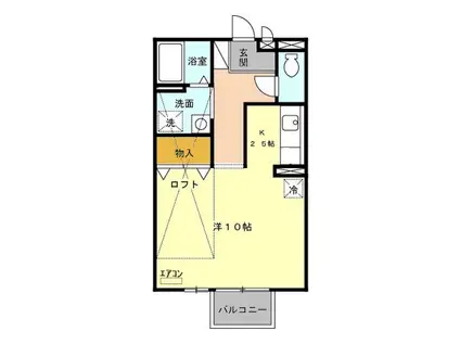 レジデンス東光Ⅲ(1K/2階)の間取り写真