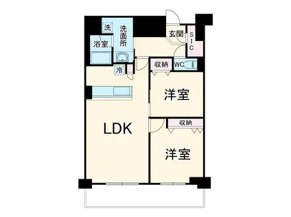 ロイジェント日吉Ⅱ(2LDK/9階)の間取り写真
