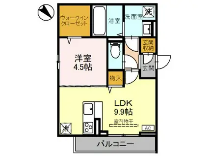 ノーブルヴィラ上尾(1LDK/2階)の間取り写真