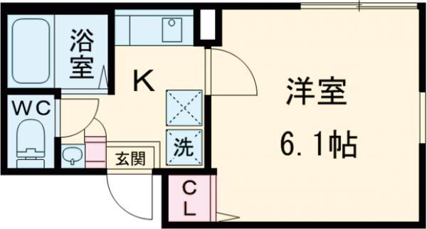 グランクオール青井(1K/3階)の間取り写真