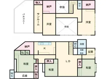 上毛電気鉄道上毛線 西桐生駅 徒歩25分 2階建 築51年(5LDK)の間取り写真
