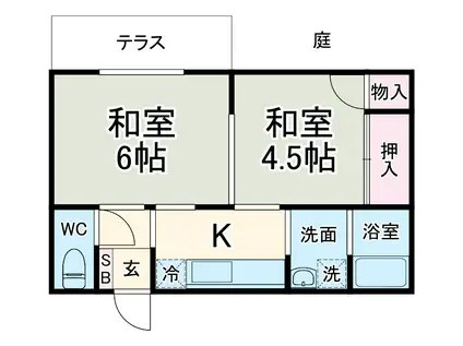 西武池袋・豊島線 所沢駅 徒歩13分 1階建 築53年(2K)の間取り写真