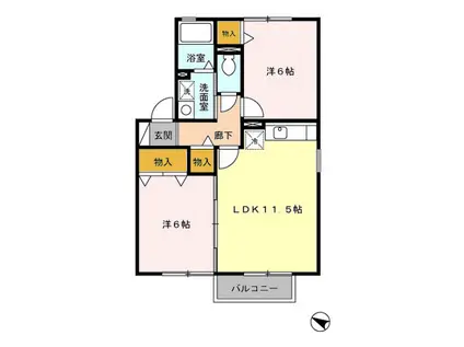 コスモスハイム3(2LDK/2階)の間取り写真